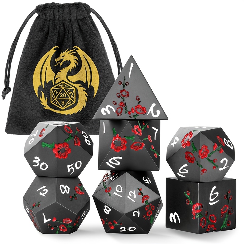 7pcs/Set Flat Plum Blossom Pattern Large Dice